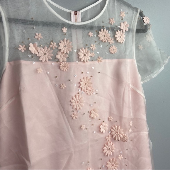 Ted Baker Findon Embellished Silk Pink Dress Sz 8 - Picture 6 of 8